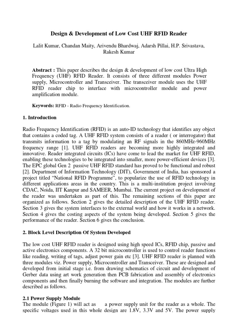Paper UHF RFID Reader | PDF | Radio Frequency Identification ...