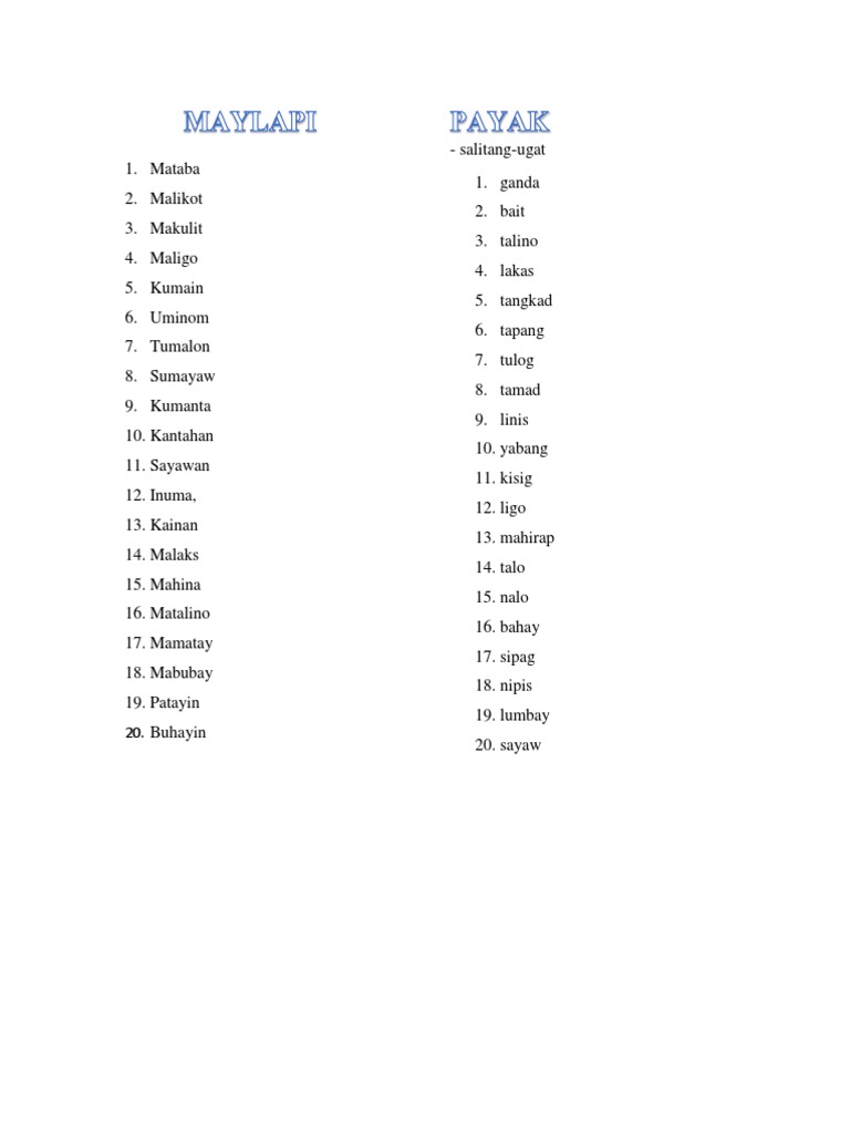 Mga Maylapi | PDF