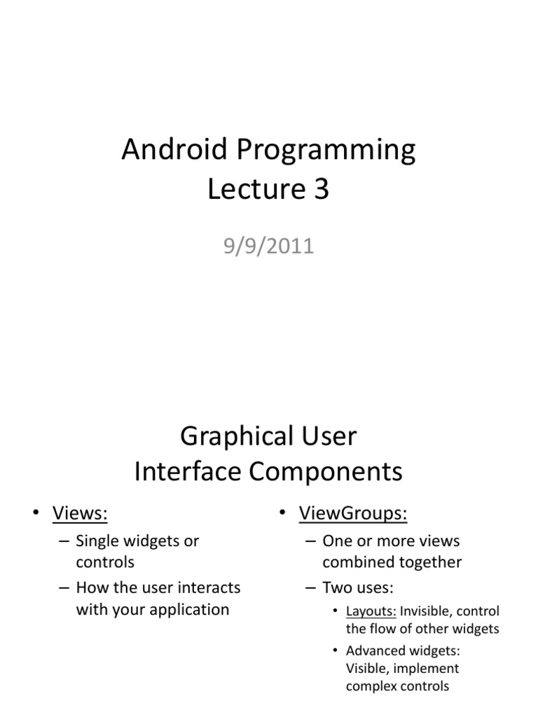 Android Programming | PDF | Widget (Gui) | Page Layout