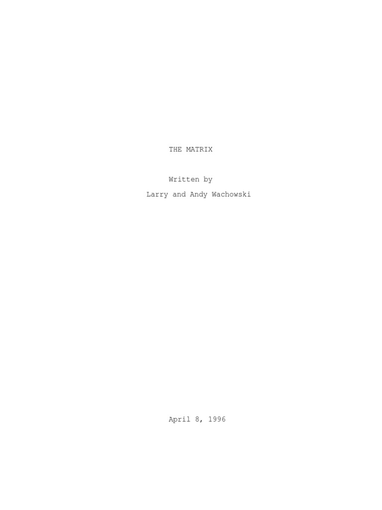 Matrix The Original Screenplay