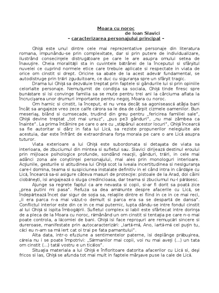 Caracterizarea Lui Ghita - Moara Cu Noroc