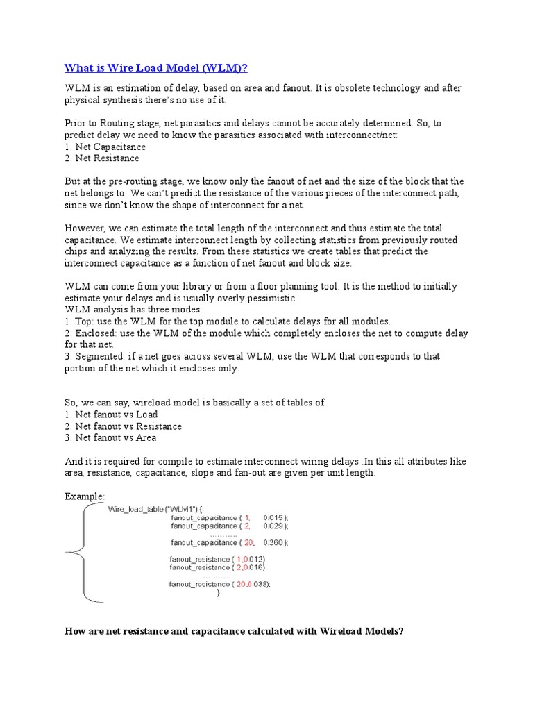 What Is Wire Load Model PDF