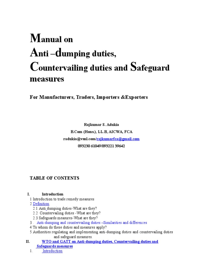 Trade Remedies: Duties & Measures Guide | PDF | Dumping (Pricing Policy ...