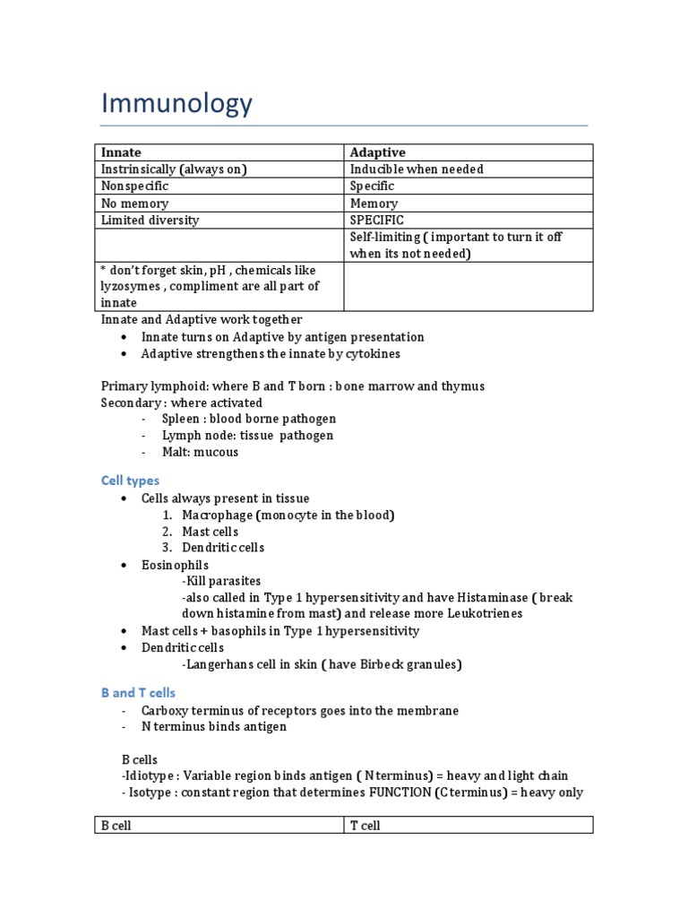 Immunology High Yield For STEP 1 | PDF | T Helper Cell | T Cell