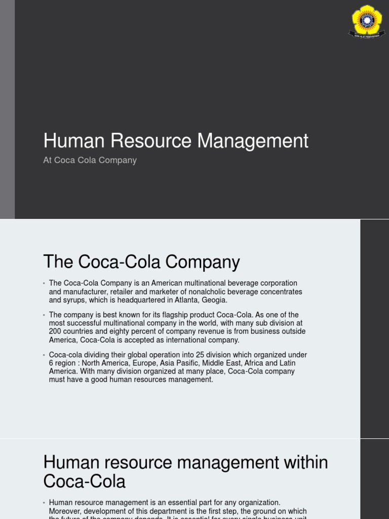 Human Resource Management at Coca Cola Company  Recruitment  Coca Cola