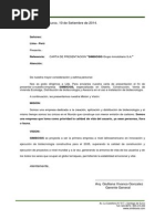Carta de Presentación de agencia de viajes