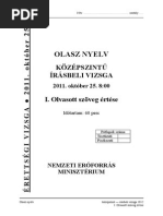 Olasz középszintű érettségi 2011.október