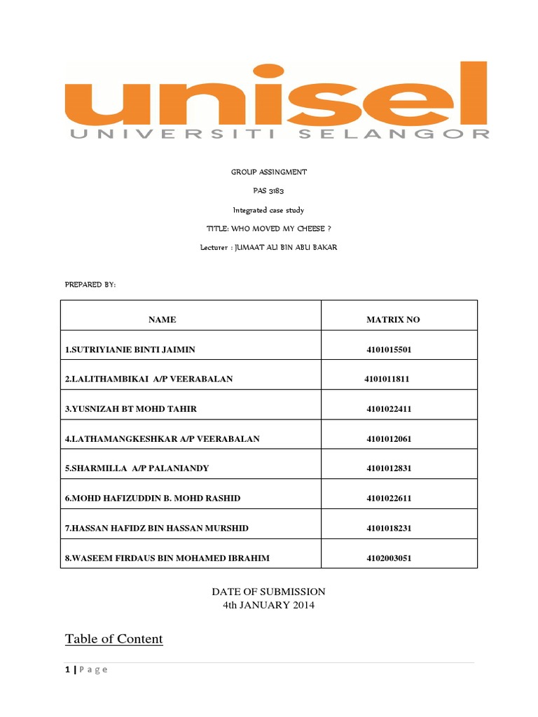 Who Moved My Cheese PDF Risk Motivation