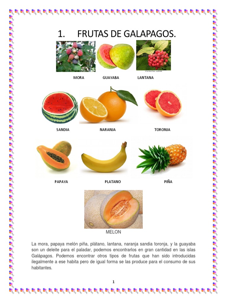 Frutas de Galapagos  Gusto  Vitamina
