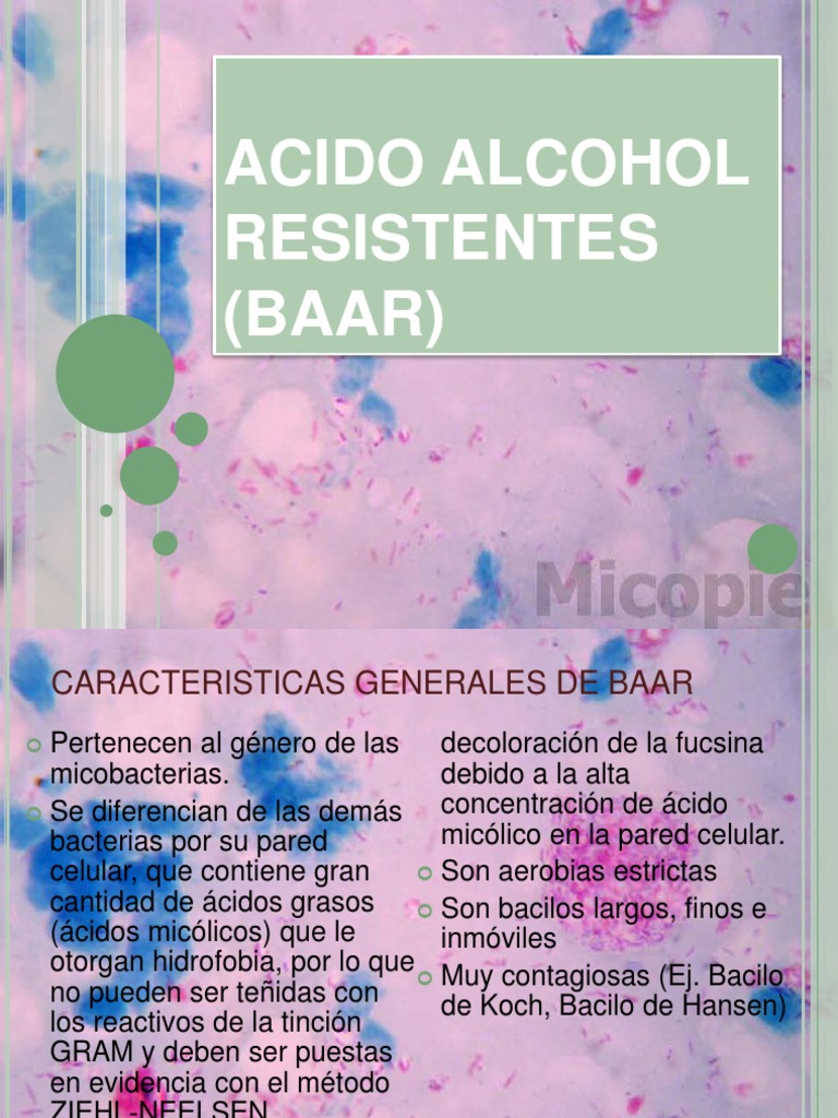 Características de Bacilos Ácido-Alcohol Resistentes | PDF ...