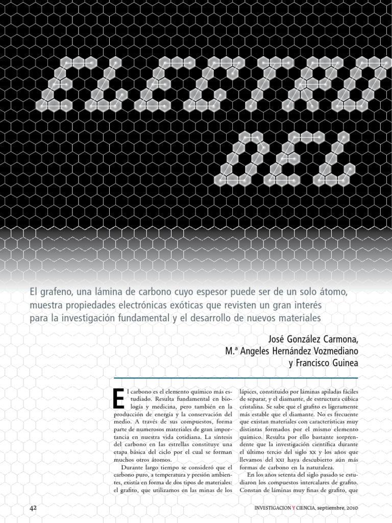 Grafeno | PDF | Electrón | Carbón