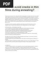 How To Avoid Cracks in Thin Films During Annealing