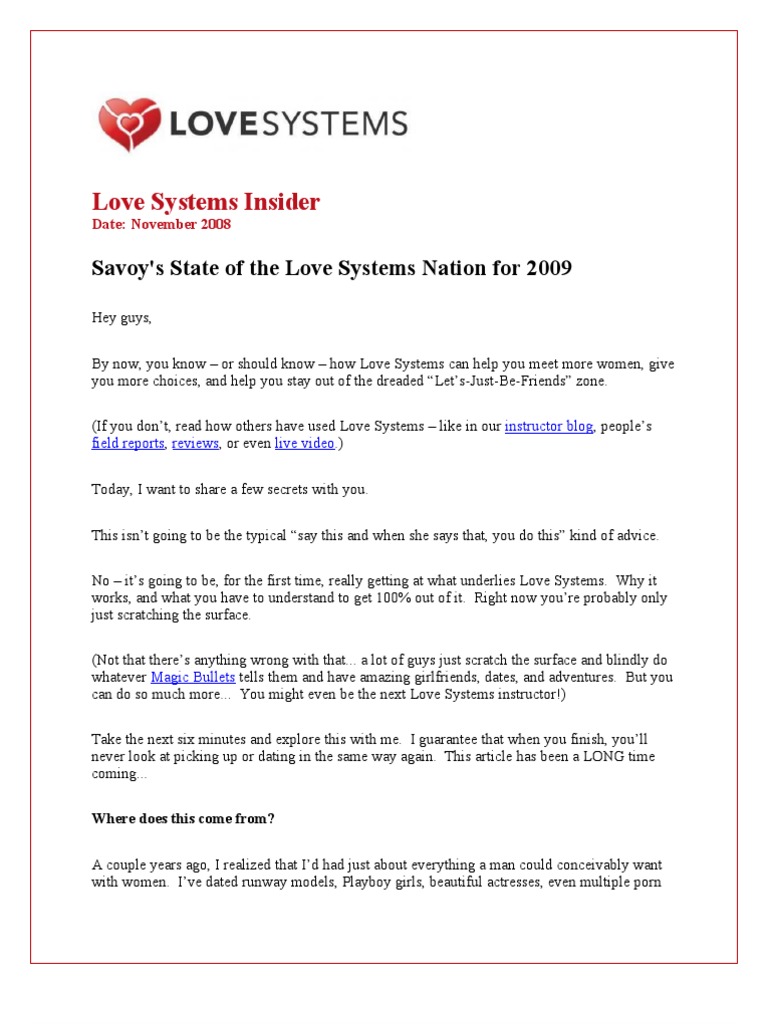 Love Systems Insider: State of The Love Systems Nation | PDF | Social ...