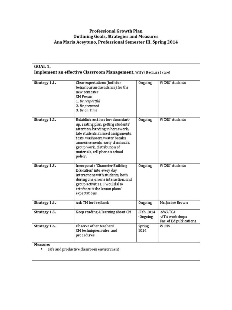 Professional Growth Plan | PDF | Career & Growth