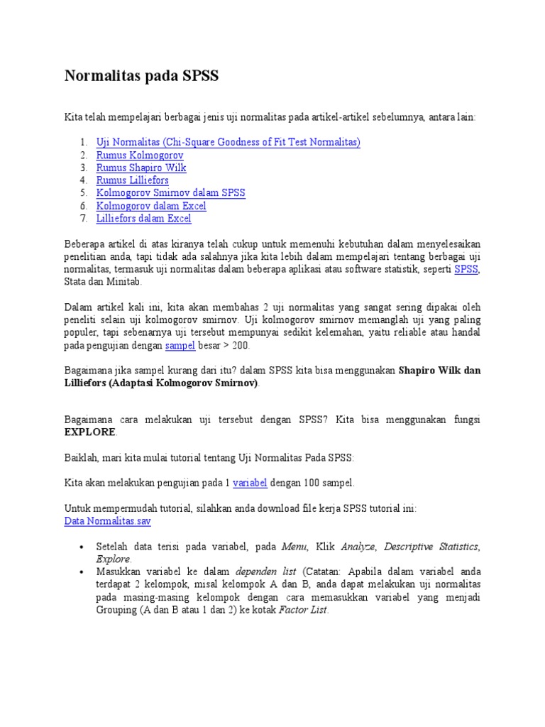 Rumus Uji Normalitas Kolmogorov Smirnov Spss Edukasi Lif Co Id