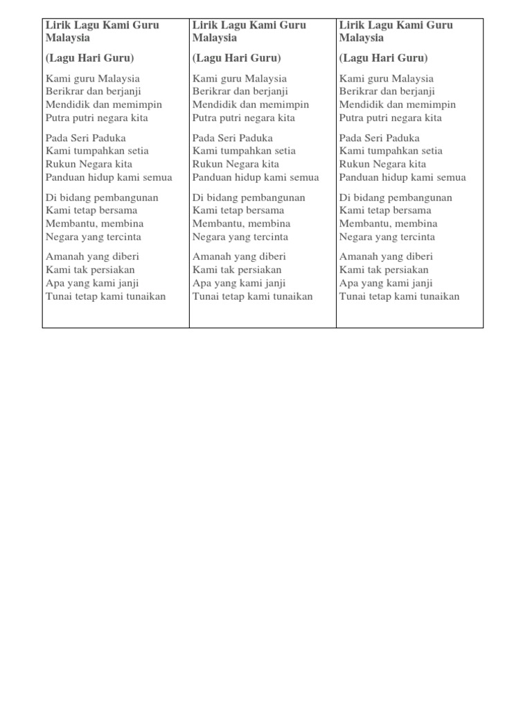 Lirik Lagu Kami Guru Malaysia Pdf