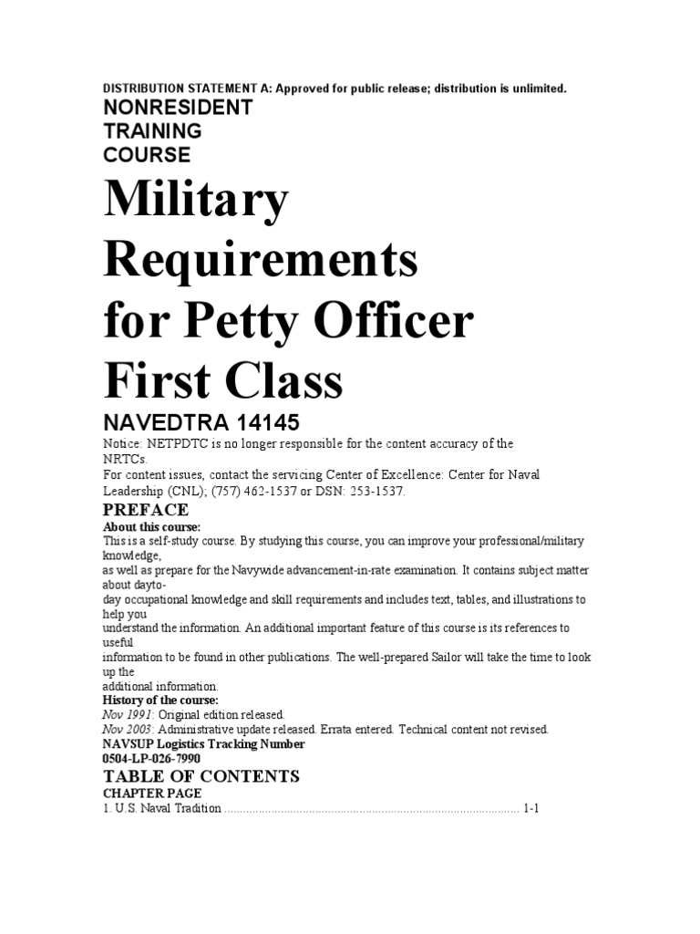 Military Requirements for 1st Class | United States Navy | Missile