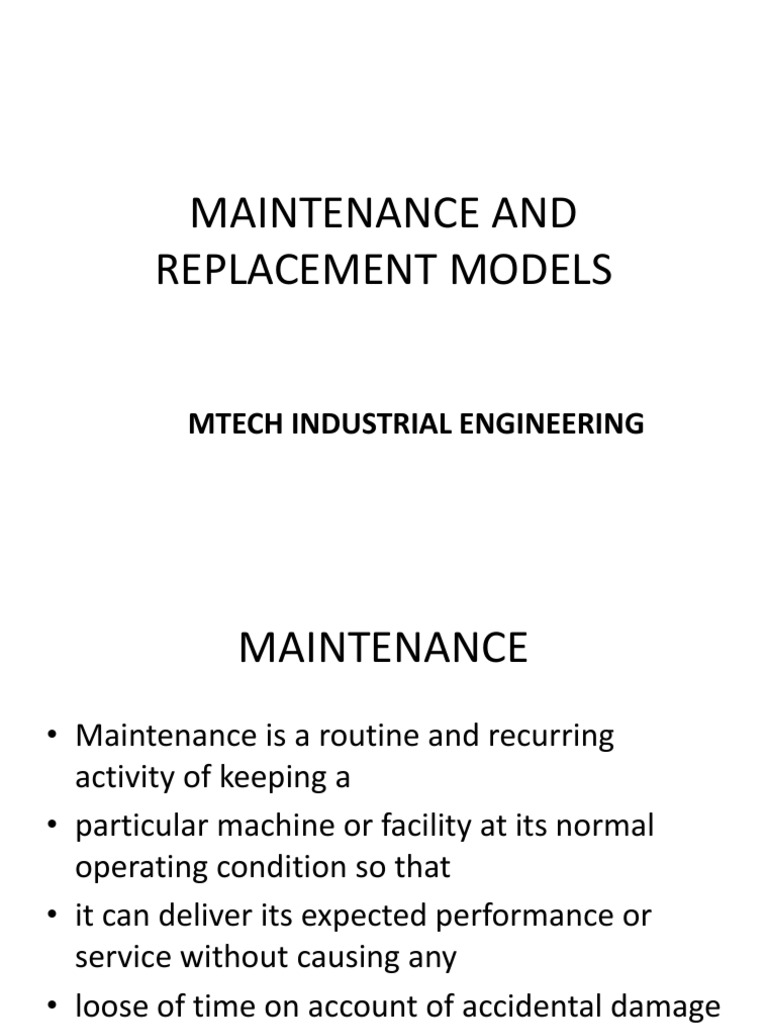 Maintenance and Replacement Strategies | PDF