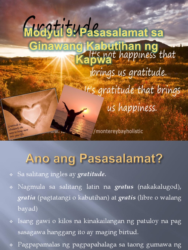 Pasasalamat sa Ginawang Kabutihan ng Kapwa