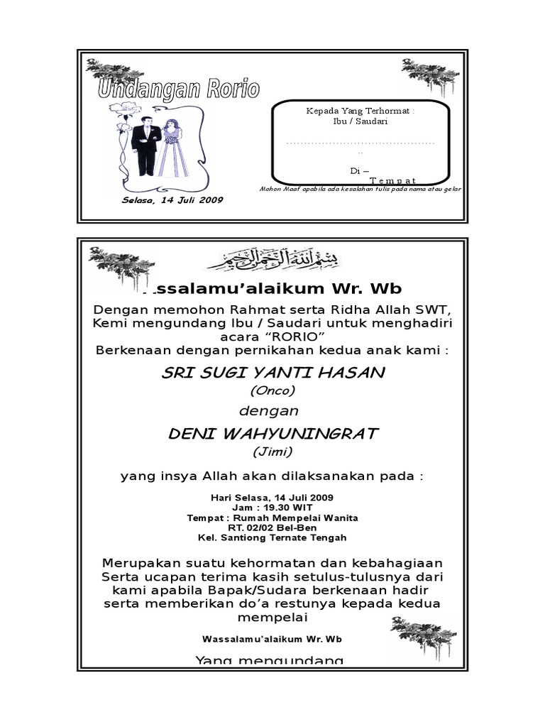 Undangan Rorio | PDF