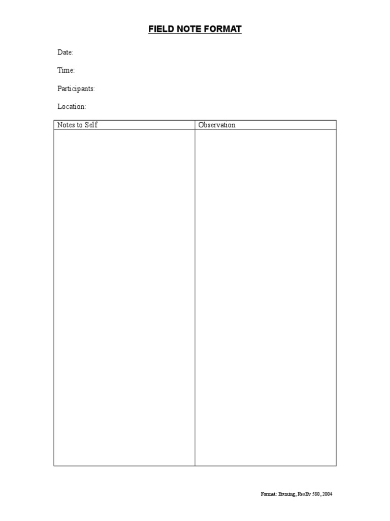 Research Field Note Template | PDF | Sports & Recreation | Foreign ...
