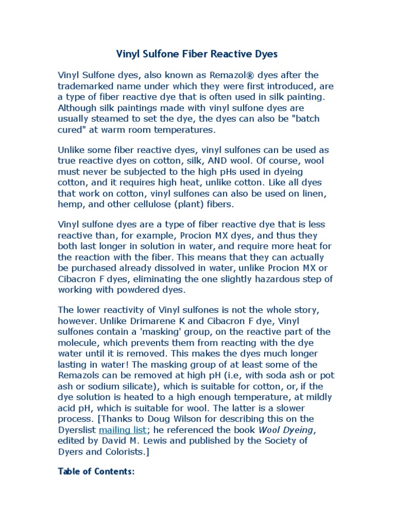 Vinyl Sulfone Fiber Reactive Dyes PDF Dye Magenta