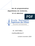 M Ethodes de Programmation Algorithmes de Recherche, Tri Et S Election