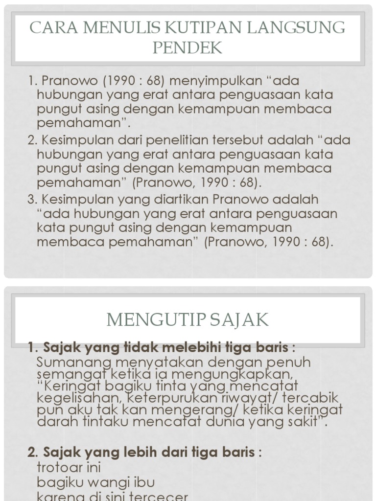 Cara Menulis Kutipan Langsung Pendek  PDF