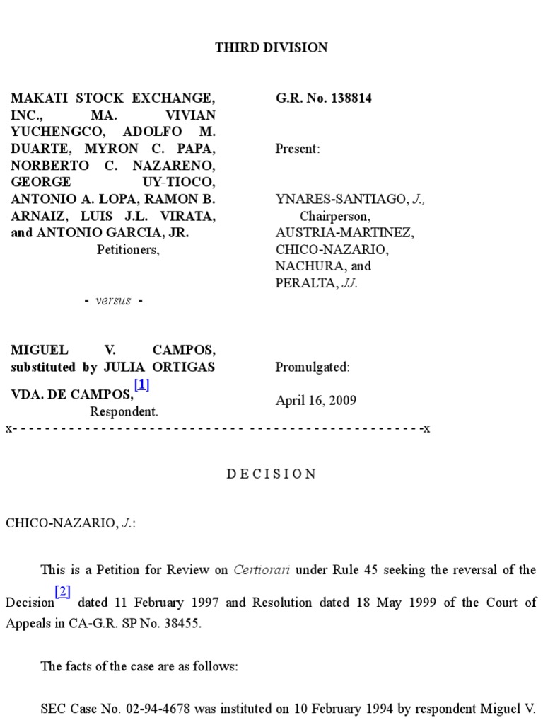 Makati Stock Exchange vs. Campos PDF Initial Public Offering Pleading
