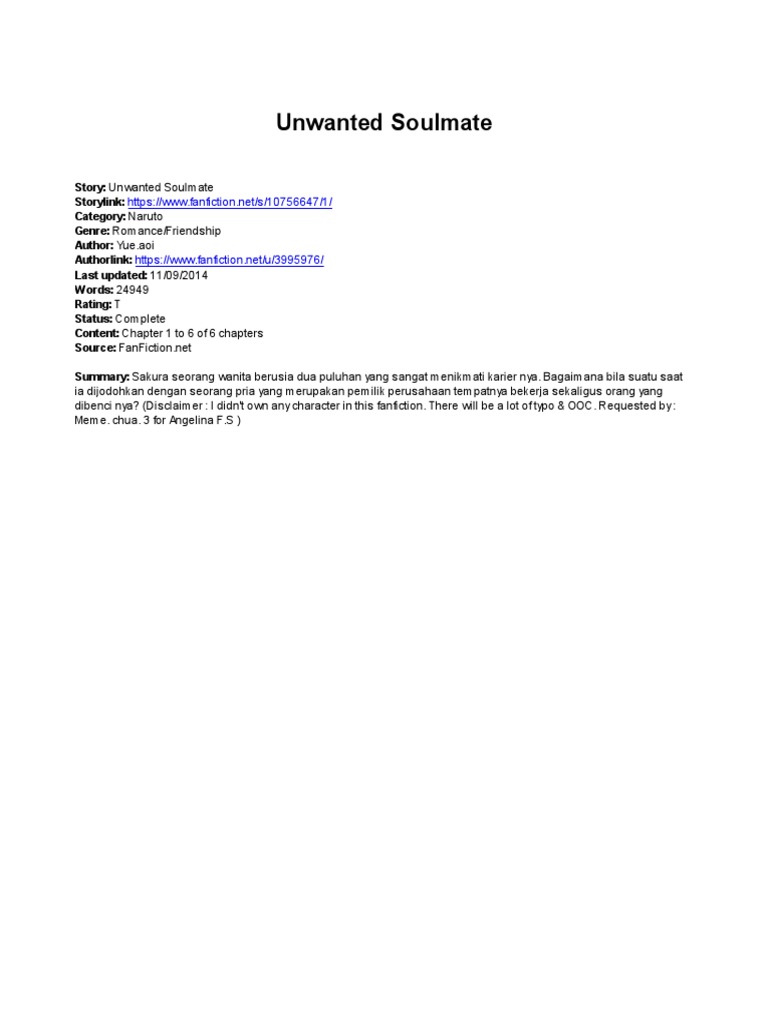 Unwanted Soulmate Naruto Fanfiction Unwanted Soulmate Naruto Fanfiction