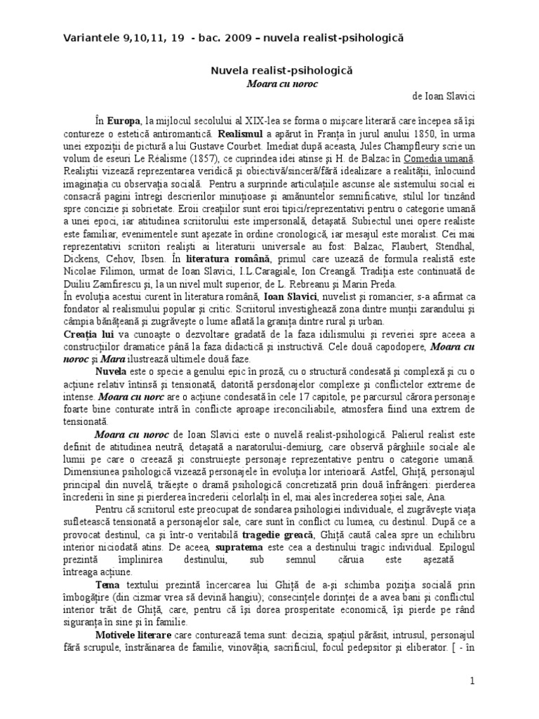 -Moara Cu Noroc ARGUMENTARE