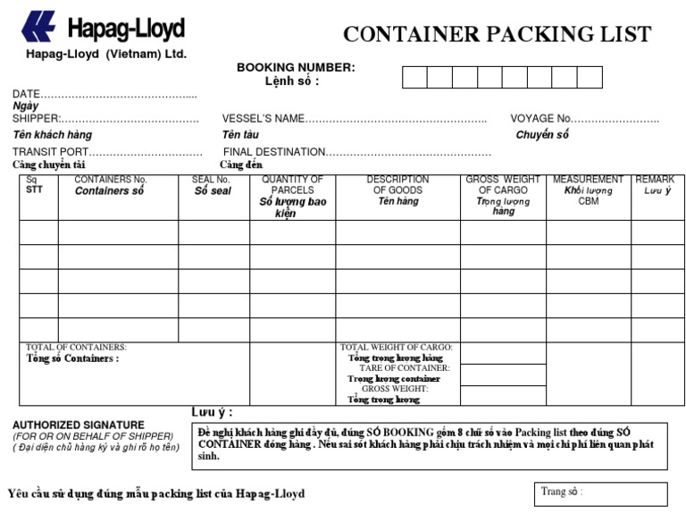 Container Packing List | PDF