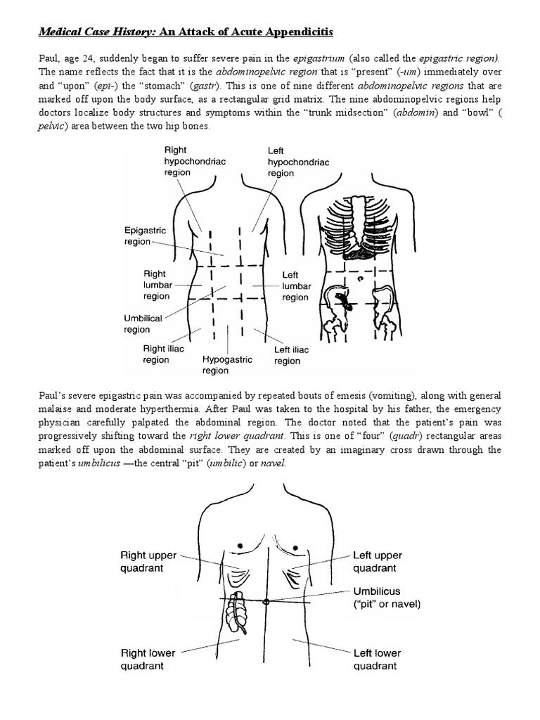 Medical Case History Acute Appendicitis TEXT Health Sciences Wellness