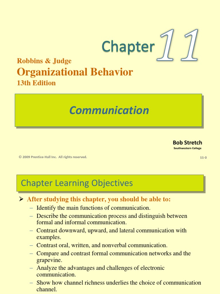 Robbins Organization Behaviour Chapter 11 | PDF | Nonverbal ...