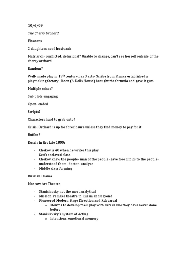 Analyzing Chekhov's The Cherry Orchard | PDF