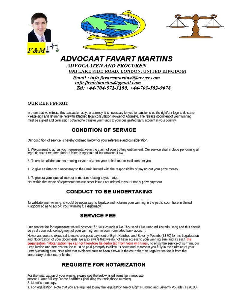 Lottery Prize Legal Services | PDF | Fee | Banks