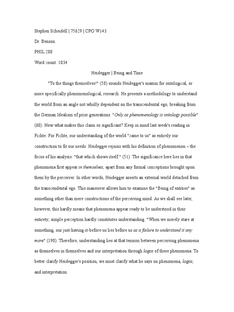 Heidegger's Phenomenology Explained | PDF | Phenomenology (Philosophy ...