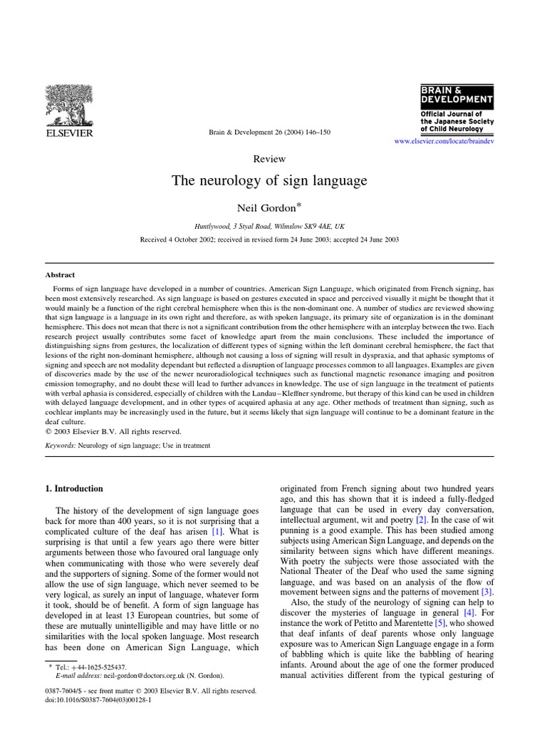 Neurology of Sign Language Explained | PDF | Lateralization Of Brain ...
