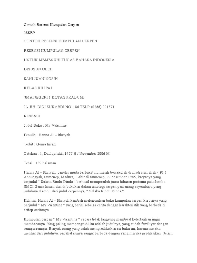 Resensi Kumpulan Cerpen