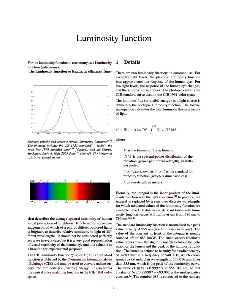 Luminosity Function Spectrum Light