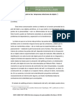 Psicoanálisis: La Experiencia de La Piel en Las Tempranas Relaciones de Objeto (