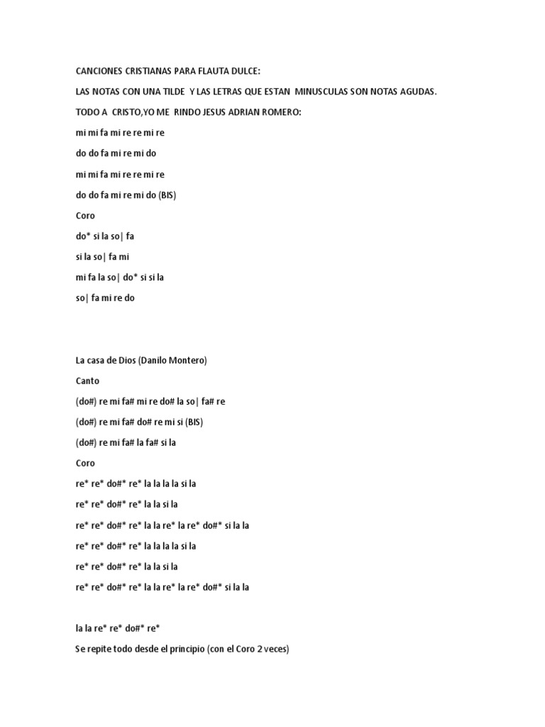 Canciones Cristianas Para Flauta Dulce Acorde Musica Cristo Titulo