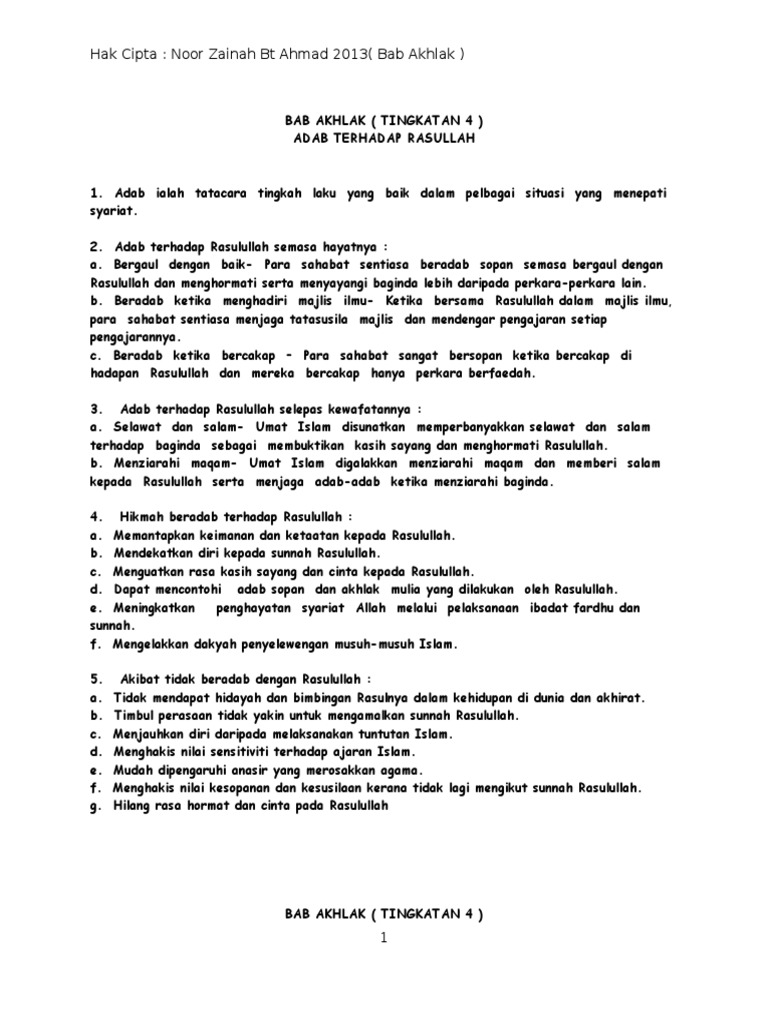 Nota Bab Akhlak Pdf