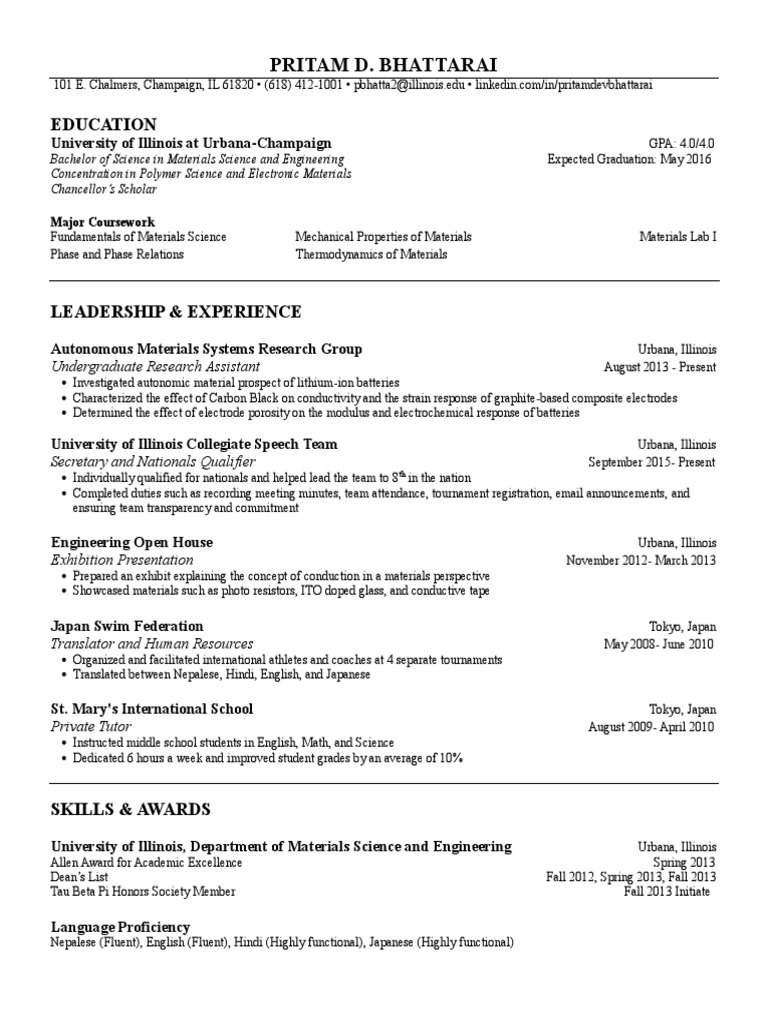 Materials Science Student Resume | PDF