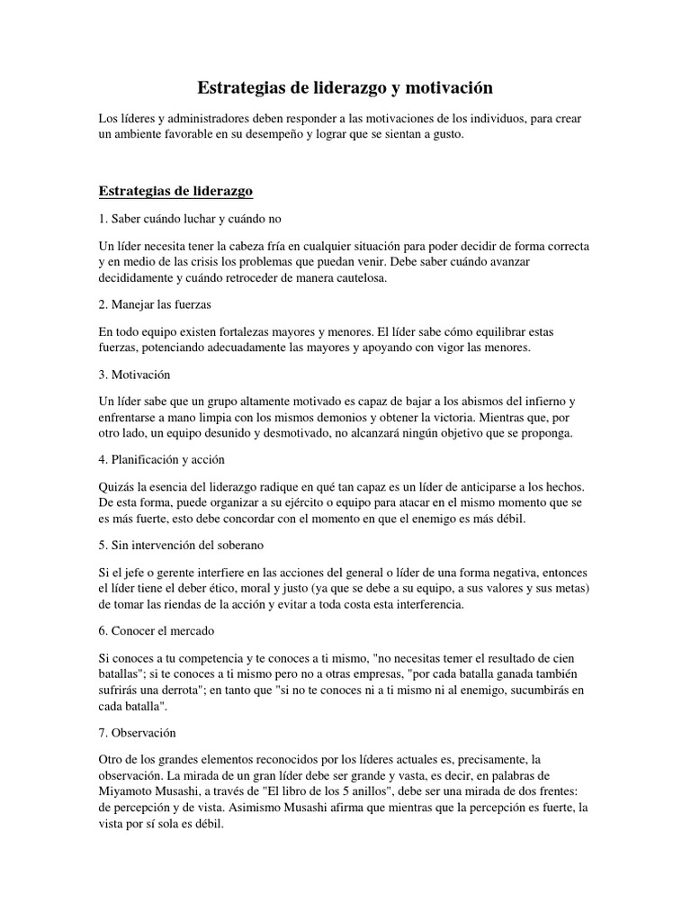 Estrategias de Liderazgo y Motivación | PDF | Liderazgo | Motivación