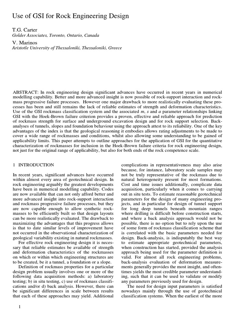 GSI Application in Rock Engineering Design | PDF | Strength Of ...