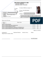 The Study Schedule Card: Faculty: Medicine SEMESTER: EARLY OF 2014/2015