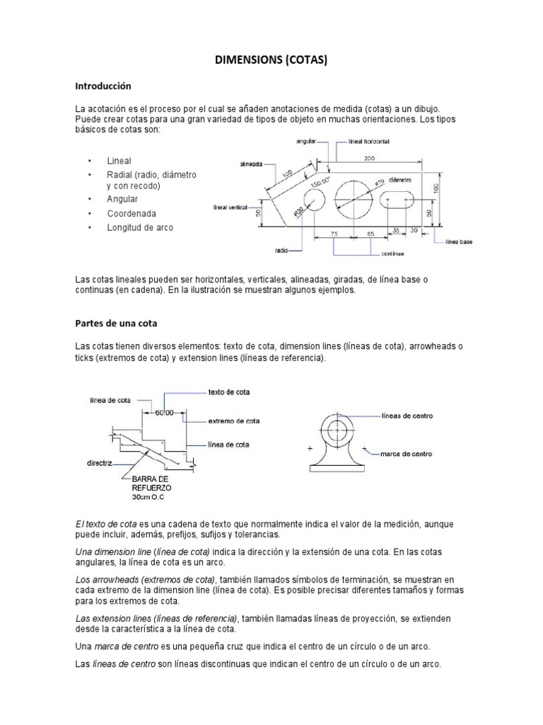 Tipos y Estilos de Cotas en Dibujo Técnico | PDF