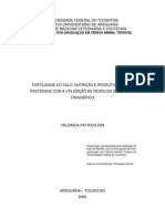 Fertilidade Do Solo, Nutrição e Produtividade de Pastagens Com a Utilização de Resíduos Sólidos de FrigoríficoValdinéia