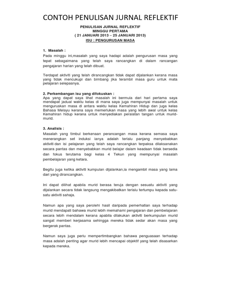 Penulisan Jurnal Reflektif Pdf
